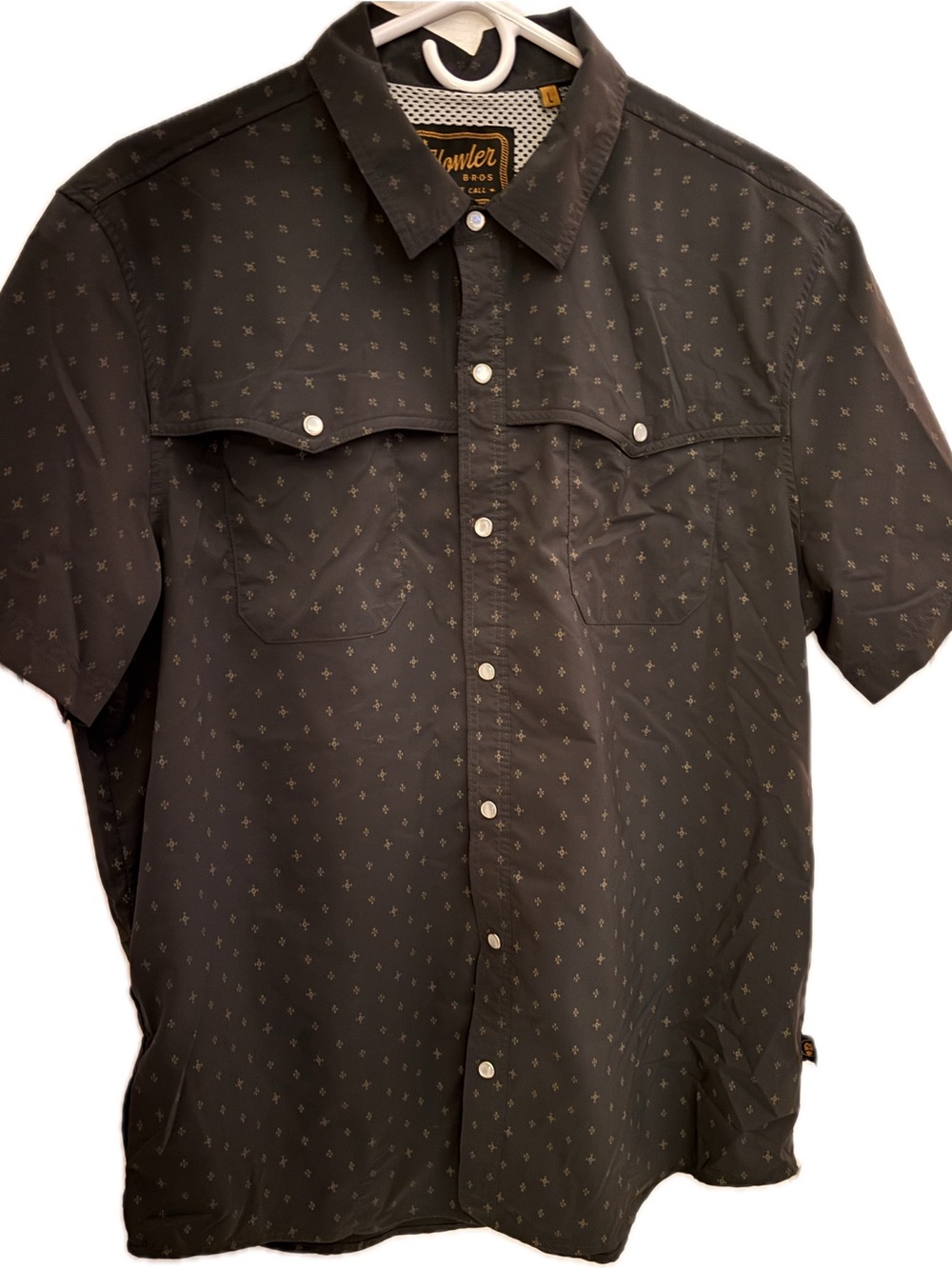Howler Brothers Short-Sleeve Button-Down Shirt in Charcoal with Micro Print